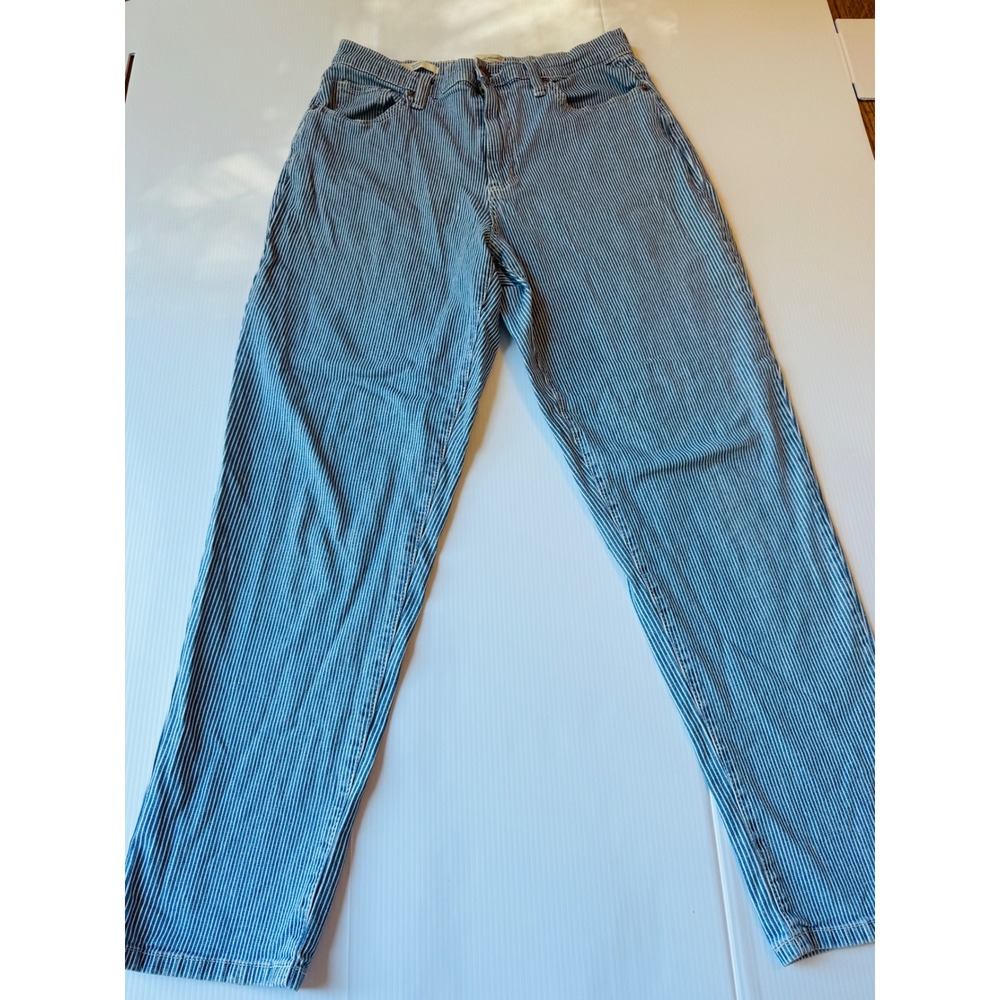 Universal Thread Hickory Stripe Boyfriend Jeans Blue White Size 10/30R High Rise
